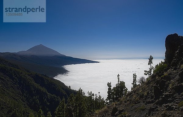 Vulkan Pico del Teide über den Passatwinden  Teide-Nationalpark  Teneriffa  Kanarische Inseln  Spanien  Europa