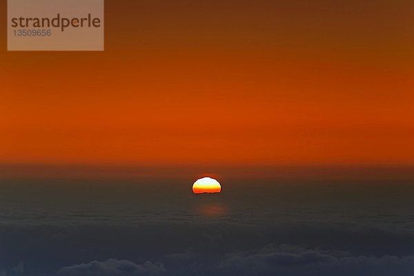 Sonnenaufgang über Wolken  Passatwolken  2000 Meter Höhe  Teneriffa  Kanarische Inseln  Spanien  Europa