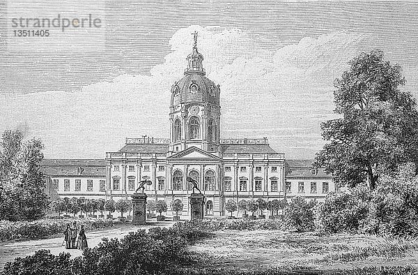Das königliche Schloss in Charlottenburg  Berlin  Holzschnitt aus dem Jahr 1888  Deutschland  Europa