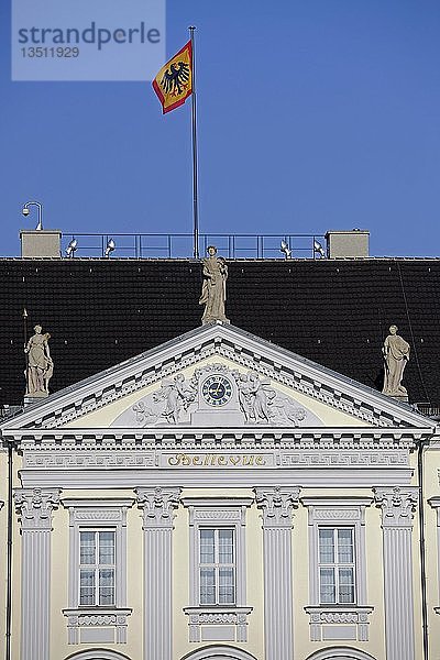 Haupteingang mit Fahne  Schloss Bellevue  Sitz des deutschen Bundespräsidenten  Berlin  Deutschland  Europa