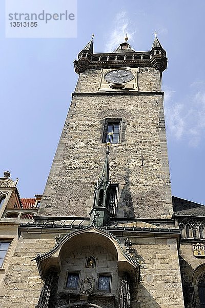 Turm des Rathauses  Altstädter Ring  historisches Zentrum  Prag  Böhmen  Tschechische Republik  Europa