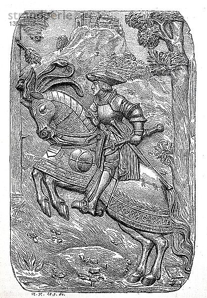 Ferdinand I. Erzherzog von Österreich  10. März 1503  25. Juli 1564  als Reiter auf einem Pferd  Holzschnitt  Deutschland  Europa