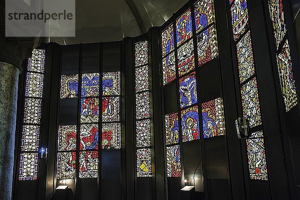 Farbglasscheiben aus der Minoritenkirche in Regensburg  um 1370  Nationalmuseum  München  Oberbayern  Bayern  Deutschland  Europa