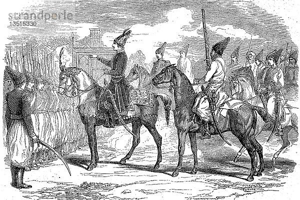 Krimkrieg  Naser al-Din Schah Qajar  1831- 1896  auch Nassereddin Schah Qajar  König von Persien  Holzschnitt  Iran  Asien