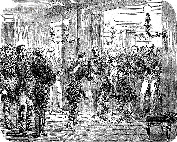 Krimkrieg  Empfang des Herzogs und der Herzogin von Brabant im Schloss von St. Cloud  am 12. Oktober 1855  Holzschnitt  Frankreich  Europa