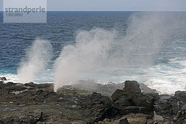 Blasloch an den Klippen der Insel Española  Galapagos-Inseln  UNESCO-Weltkulturerbe  Ecuador  Südamerika