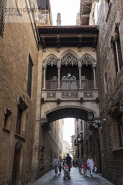 Seufzerbrücke  Barri Gòtic  Gotisches Viertel  Barcelona  Katalonien  Spanien  Europa