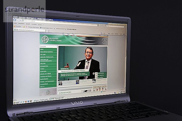 Website des Deutschen Fußball-Bundes (DFB) auf dem Bildschirm eines Sony Vaio Laptops