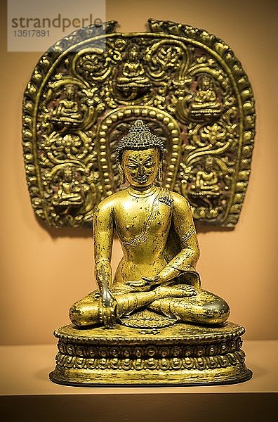 Antike Bronze-Buddha-Statue  Patan Museum  Patan  Kathmandu-Tal  Himalaya-Region  Nepal  Asien