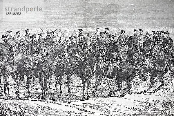 General von Werder und sein Stab in der Schlacht von Lisaine  bei Belfort  Frankreich  Januar 1871 im Deutsch-Französischen Krieg  Holzschnitt  Frankreich  Europa