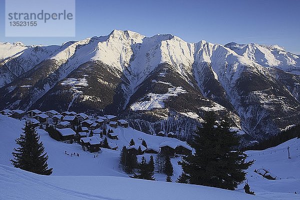 Riederalp im Winter  Aletschgletscher  UNESCO-Welterbe  Wallis  Schweiz  Europa
