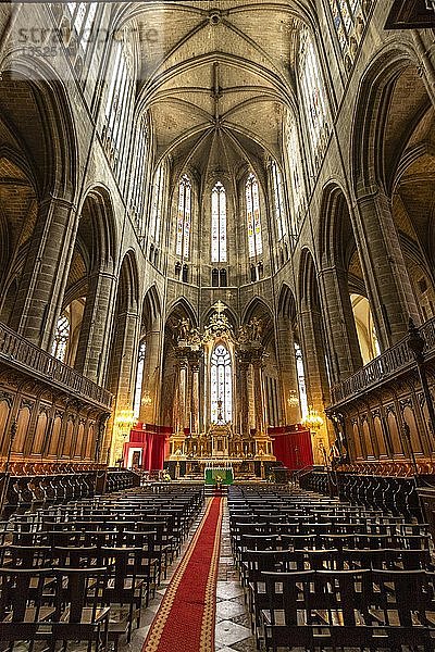 Innenraum der Kathedrale Saint-Just-und-Saint-Pasteur in Narbonne  Aude  Occitanie  Frankreich  Europa
