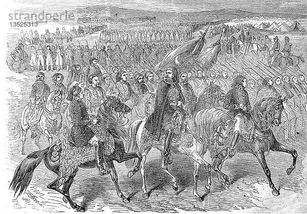 Marsch der türkischen Truppen von Kamiesch nach Balaclava  1855  Holzschnitt  Türkei  Asien