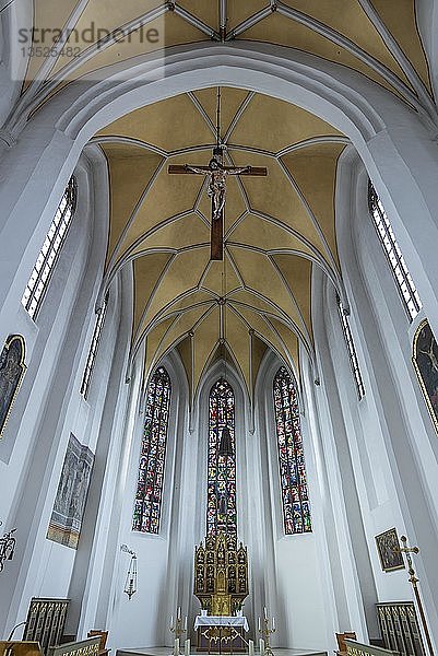 Altar der spätgotischen Hallenkirche aus dem 15. Jahrhundert  Pfarrkirche Maria Himmelfahrt  Vilsbíburg  Niederbayern  Deutschland  Europa