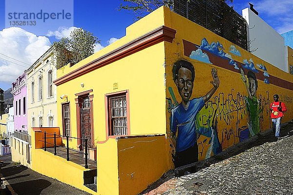 Bunte Fassaden in der De Waal Street  Wale Street  Bo Kaap  Cape Malay  Kapstadt  Westkap  Südafrika  Afrika