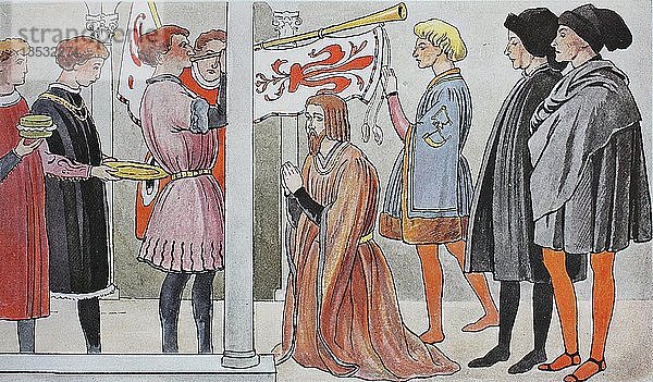 Kleidung  Mode in Italien  Frührenaissance 1425-1480  Illustration  Italien  Europa