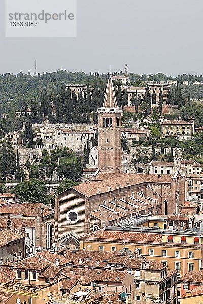 Blick auf den Torre dei Lambert von der Kirche Sant'Anastasia  Verona  Venetien  Italien  Europa