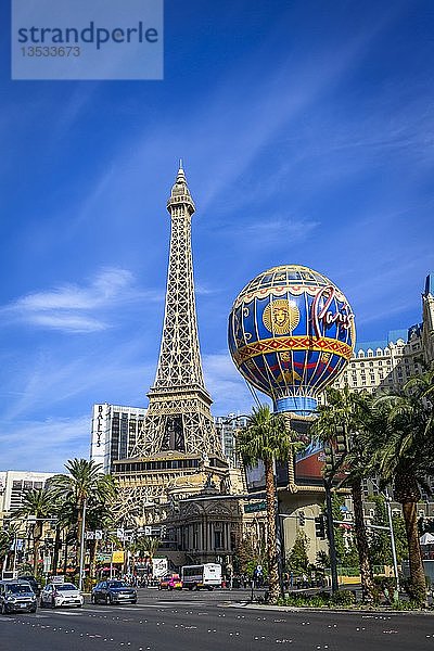 Rekonstruierter Eiffelturm  Hotel Paris am Las Vegas Boulevard  Las Vegas Strip  Las Vegas  Nevada  USA  Nordamerika