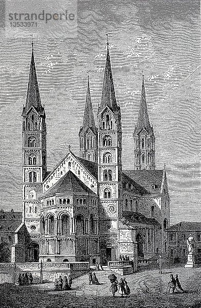 Der Bamberger Dom und das Grabmal Heinrichs II.  1800  Holzschnitt  Deutschland  Europa