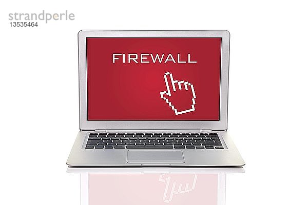Laptop mit einer Firewall-Beschriftung