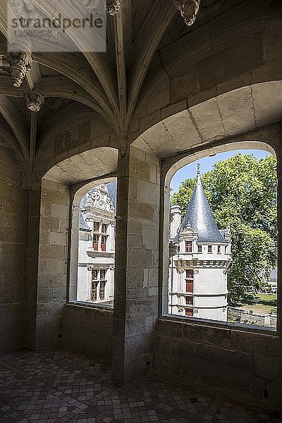 Treppe  Chateau Azay-le-Rideau  Renaissanceschloss an der Loire  UNESCO-Weltkulturerbe  Département Indre-et-Loire  Frankreich  Europa