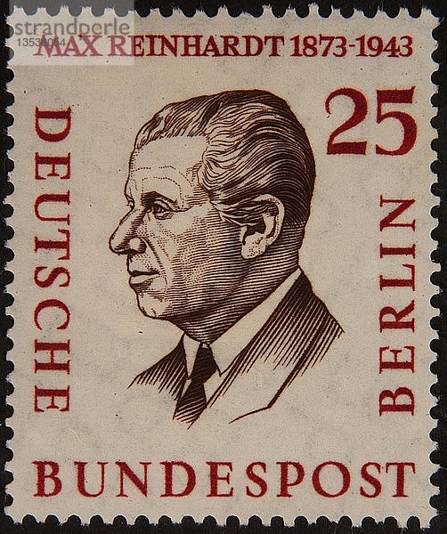 Max Reinhardt  ein österreichischer Theater- und Filmregisseur  Intendant und Theaterproduzent  Porträt auf einer deutschen Briefmarke  Deutschland  Europa