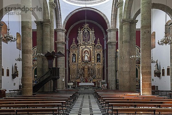Innenansicht  Heiligtum  Iglesia de San Sebastian  Agüimes  Gran Canaria  Kanarische Inseln  Spanien  Europa