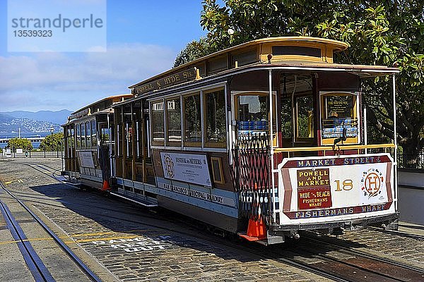 Die historische Seilbahn an der Hyde Station  San Francisco  Kalifornien  USA  Nordamerika