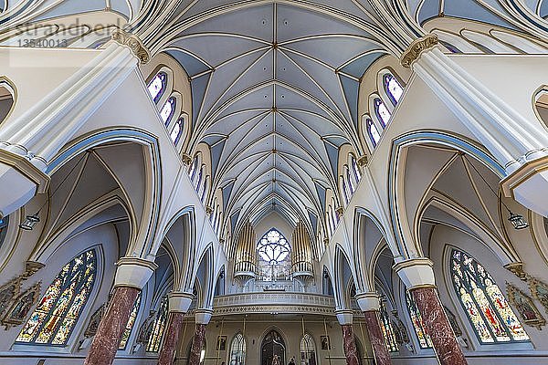 Innenraum mit Orgelempore  Kathedrale Holy Rosary Cathedral  Gotischer Stil des 19. Jahrhunderts  Downtown  Vancouver  Kanada  Nordamerika