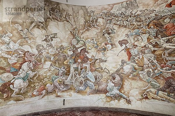 Monumentales Gemälde der Schlacht von 1444 gegen die Osmanen  Skanderbeg Museum  Kruja  Krujë  Durrës Qar  Durres  Albanien  Europa