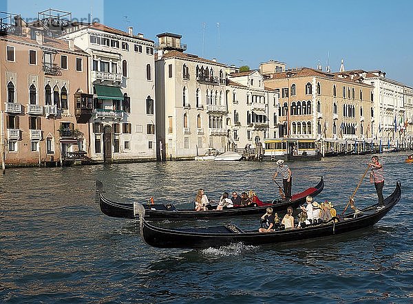 Gondeln auf dem Canal Grande  Venedig  Venetien  Italien  Europa