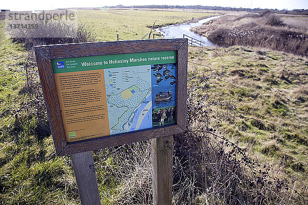 Hollesley Marshes RSPB-Informationstafel  Suffolk