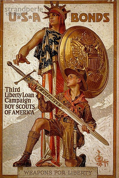 U*S*A-Anleihen - Dritte Freiheitsanleihe-Kampagne - Pfadfinder von Amerika Waffen für die Freiheit 1917