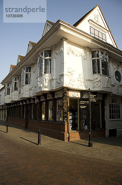 Pargetting-Dekoration am Ancient House  Ipswich  Suffolk  England  auch bekannt als Sparrowes House