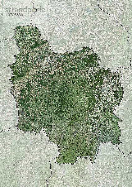Satellitenbild von Burgund  Frankreich. Dieses Bild wurde aus Daten zusammengestellt  die von den Satelliten LANDSAT 5 und 7 erfasst wurden.
