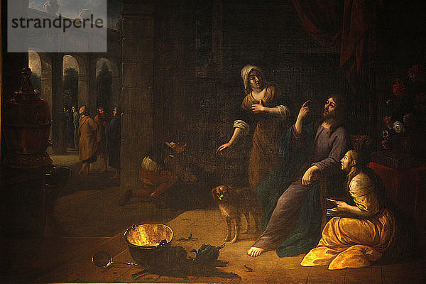 Paris  Frankreich Kirche Saint Gervais-Saint Protais Gemälde  das Jesus mit den Schwestern Maria und Martha darstellt