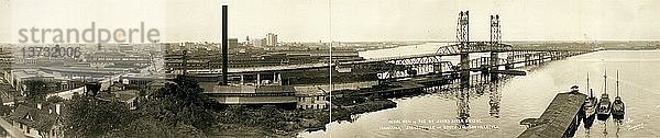 Luftaufnahme der St. Johns River Bridge  die Jacksonville und South Jacksonville  Florida  verbindet. 1921