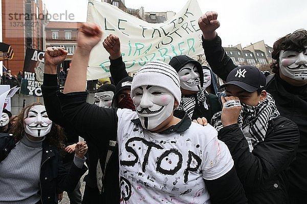Stop ACTA-Demonstranten marschieren in Paris  Frankreich