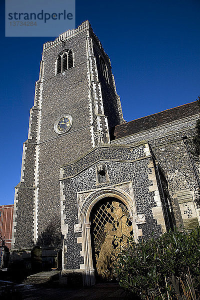 Turm der Kirche St. Peter am Wasser  Ipswich  Suffolk  England