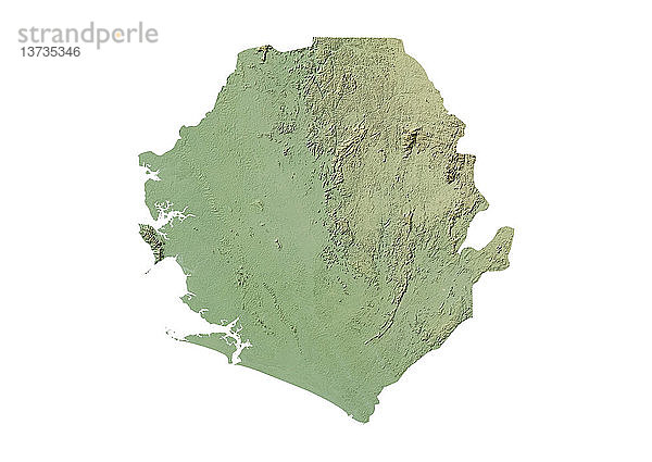 Reliefkarte von Sierra Leone. Diese Karte wurde aus Höhendaten erstellt.