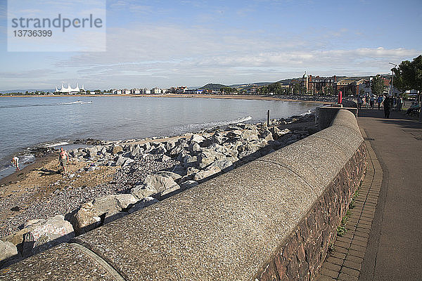 Felsenpanzer am Strand  an der Ufermauer und an der Promenade  Minehead  Somerset  England