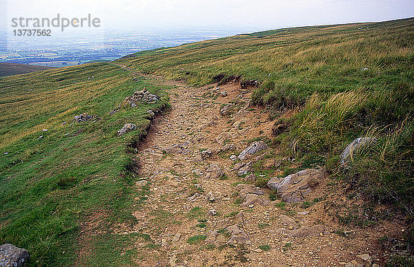 Menschliche Erosion auf dem Fernwanderweg Pennine Way  Dufton  Cumbria  England