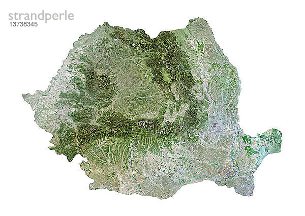 Satellitenbild von Rumänien. Dieses Bild wurde aus Daten des LANDSAT-Satelliten zusammengestellt.