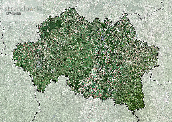 Satellitenbild des Departements Allier  Frankreich. Dieses Bild wurde aus Daten der Satelliten LANDSAT 5 und 7 zusammengestellt.