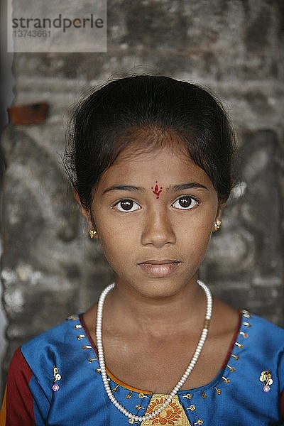 Porträt eines Mädchens  Srirangam-Tempel.