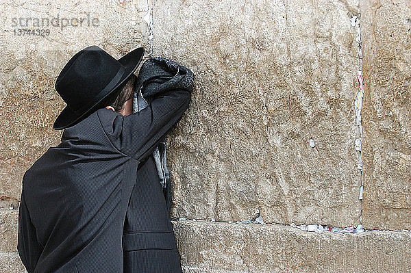 Orthodoxer Jude beim Gebet an der Kotel  auch Westmauer oder Klagemauer genannt