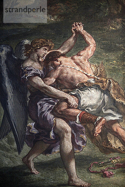 Gemälde von Eugene Delacroix in der Basilika Saint Sulpice  Paris  Jakob im Kampf mit dem Engel