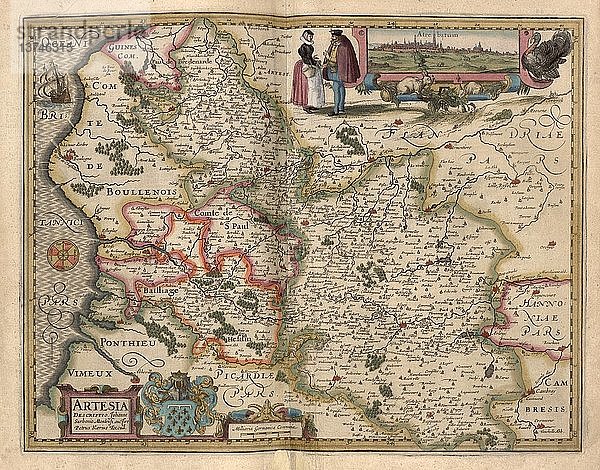 Karte der Gegend um Arras  Frankreich 1622 1622