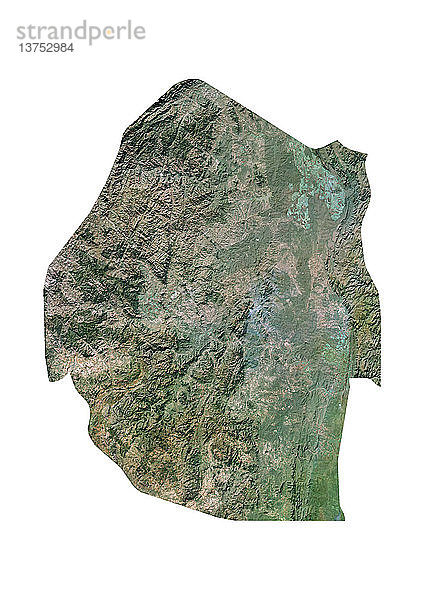 Satellitenbild von Swasiland. Dieses Bild wurde aus Daten des LANDSAT-Satelliten erstellt.
