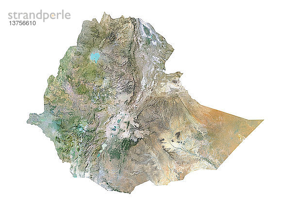 Satellitenbild von Äthiopien. Dieses Bild wurde aus Daten des LANDSAT-Satelliten erstellt.